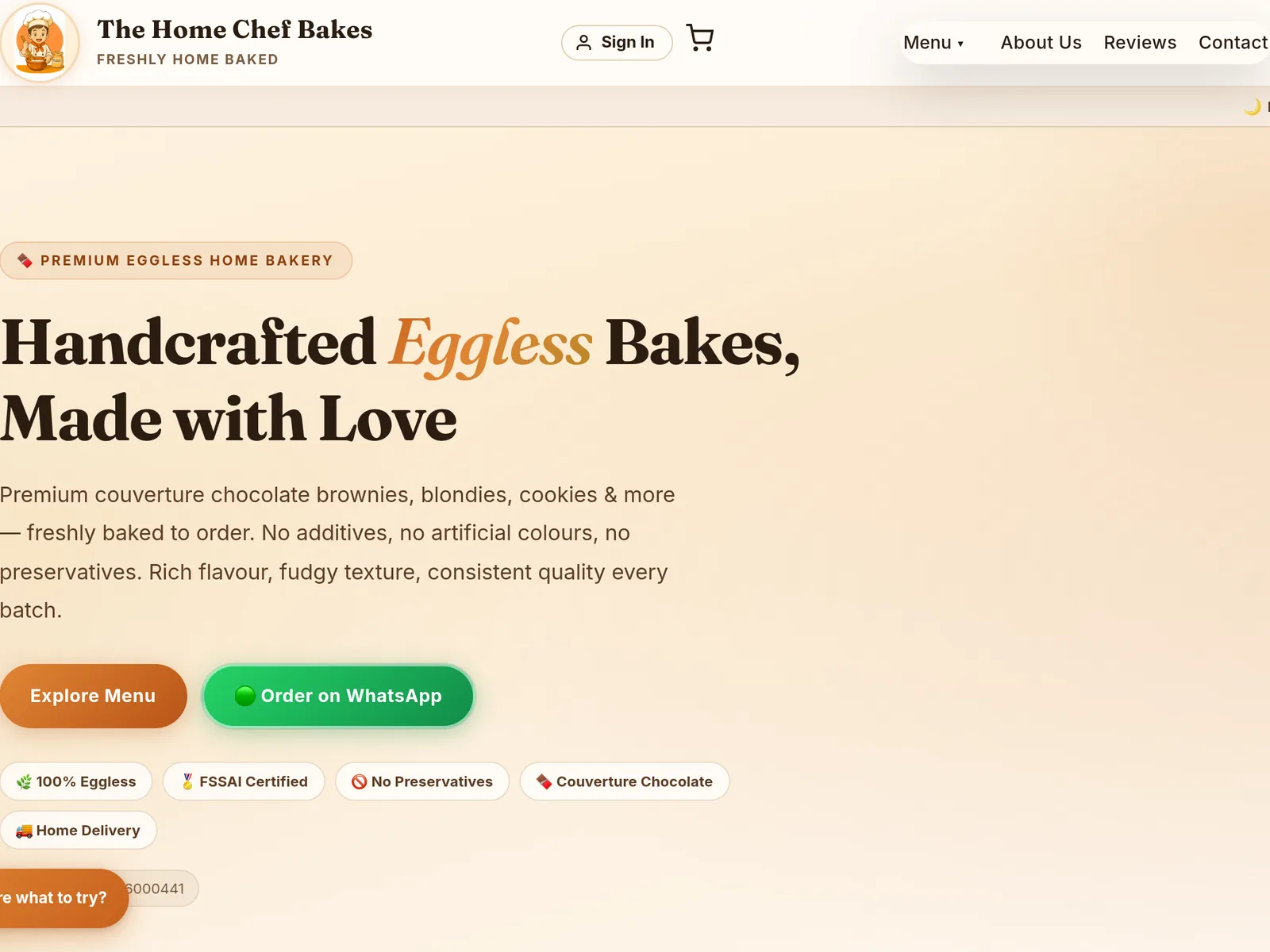 The Home Chef Bakes website